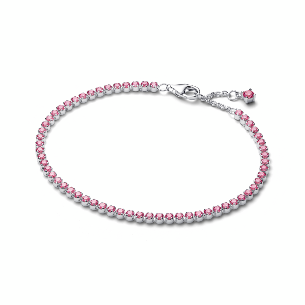 Sterling silver tennis bracelet with fancy pink cubic zirconia