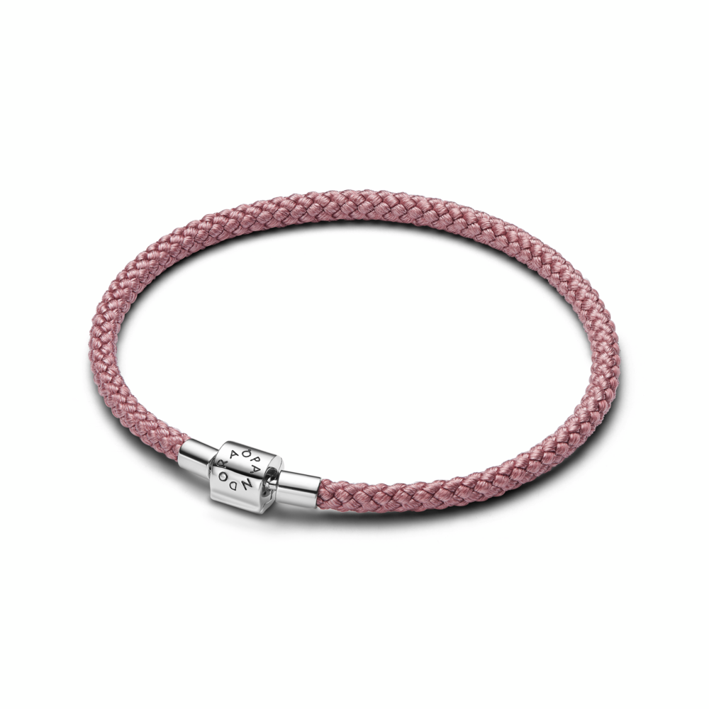 Sterling silver bracelet with shimmering pink cord