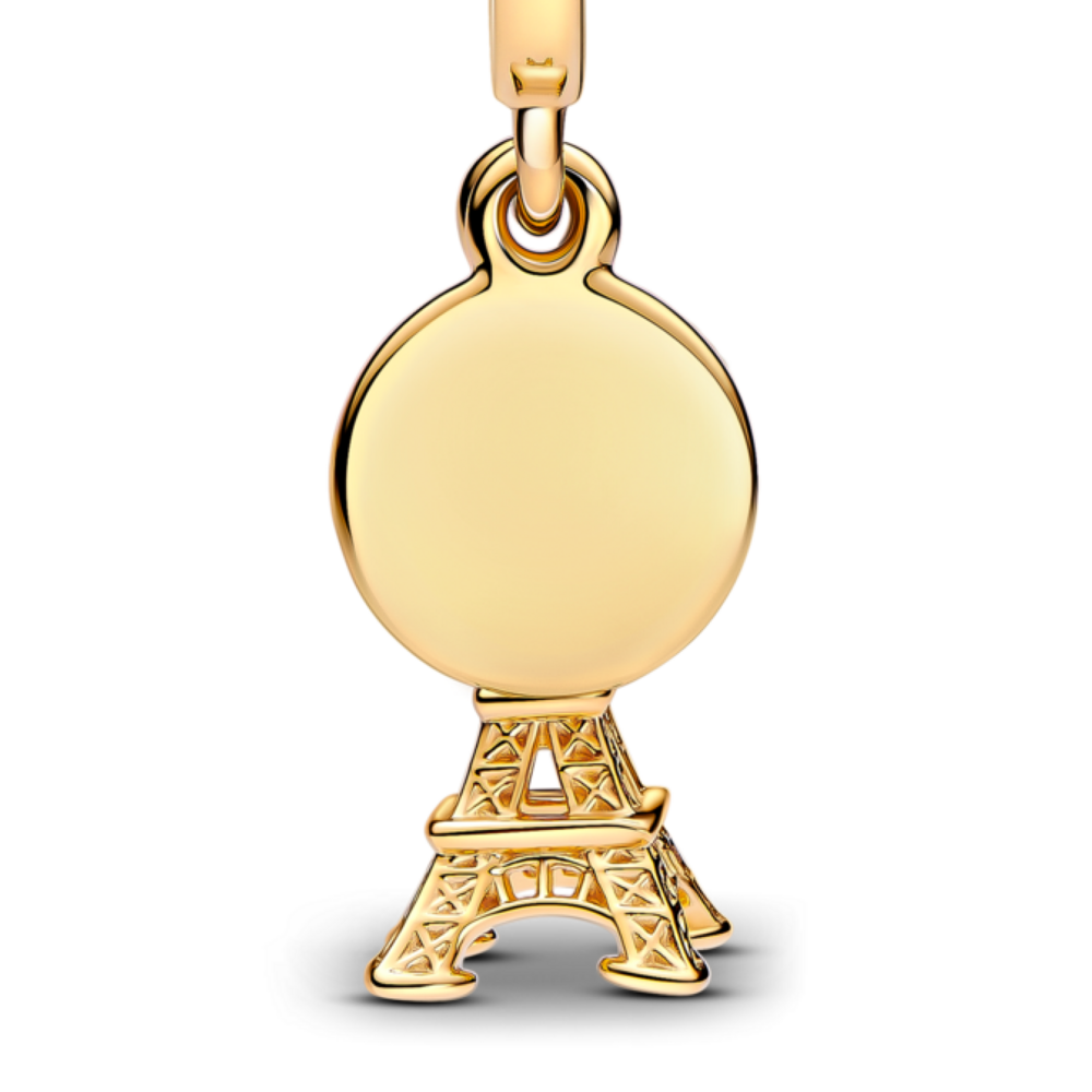Paris Eiffel Tower Lab-Grown Diamond Engravable Double Dangle Charm