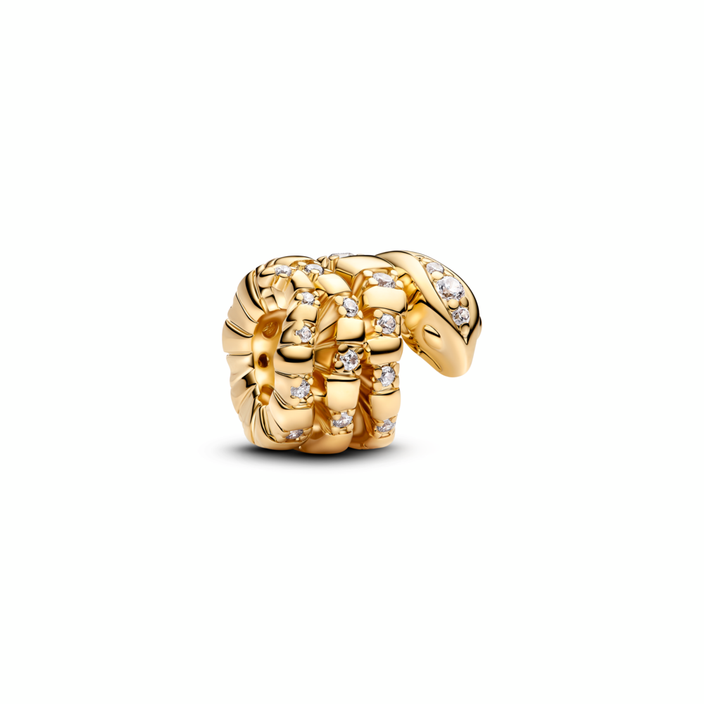 Snake 14k gold-plated charm with clear cubic zirconia
