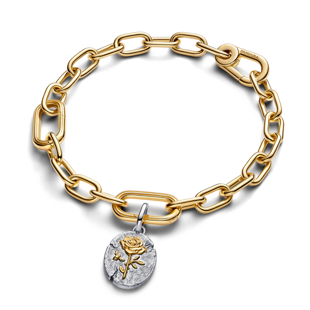 Rose Medallion Charm
Sterling silver, 14k gold plating