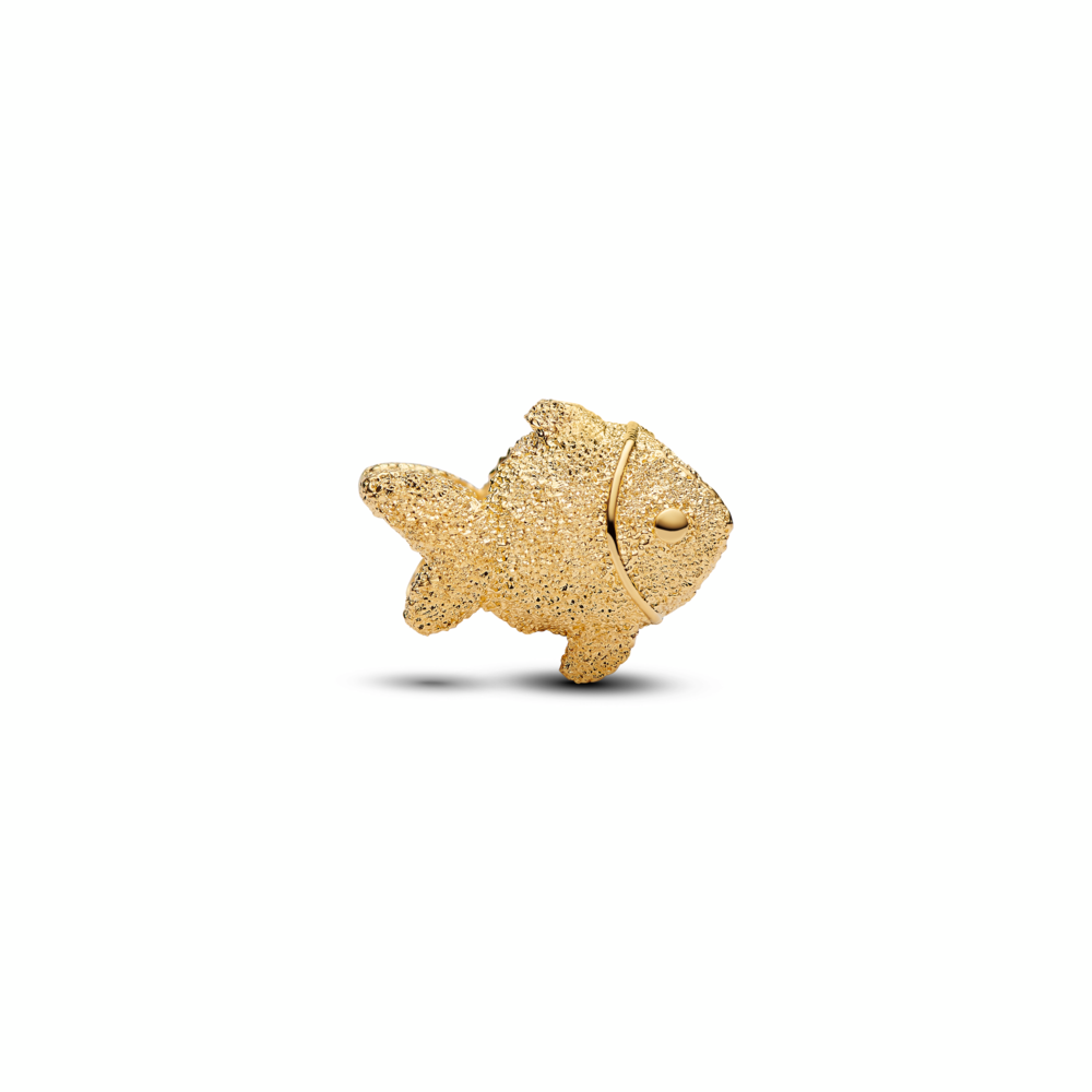 Textured fish 14k gold-plated mini charm