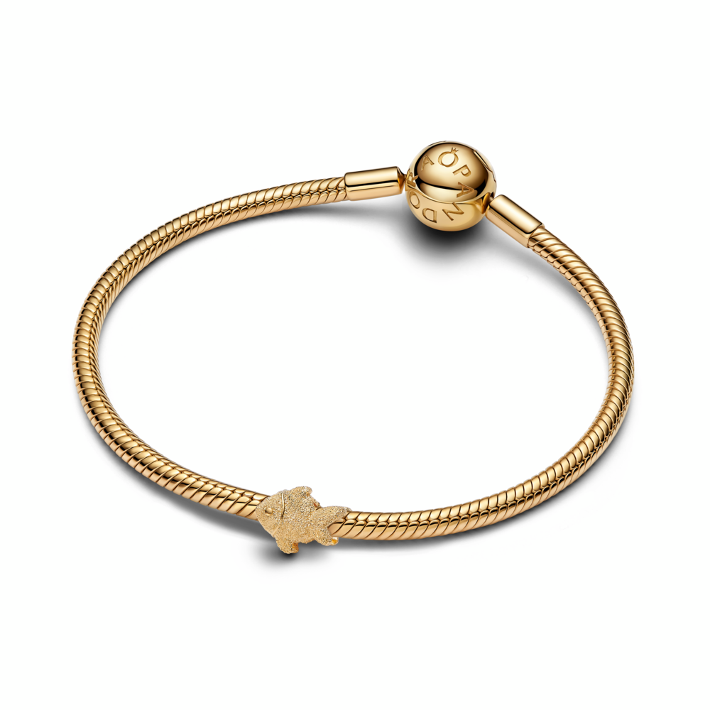 Textured fish 14k gold-plated mini charm