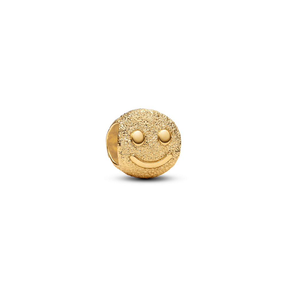 Textured happy face 14k gold-plated mini charm