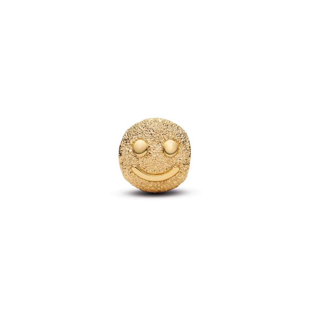 Textured happy face 14k gold-plated mini charm