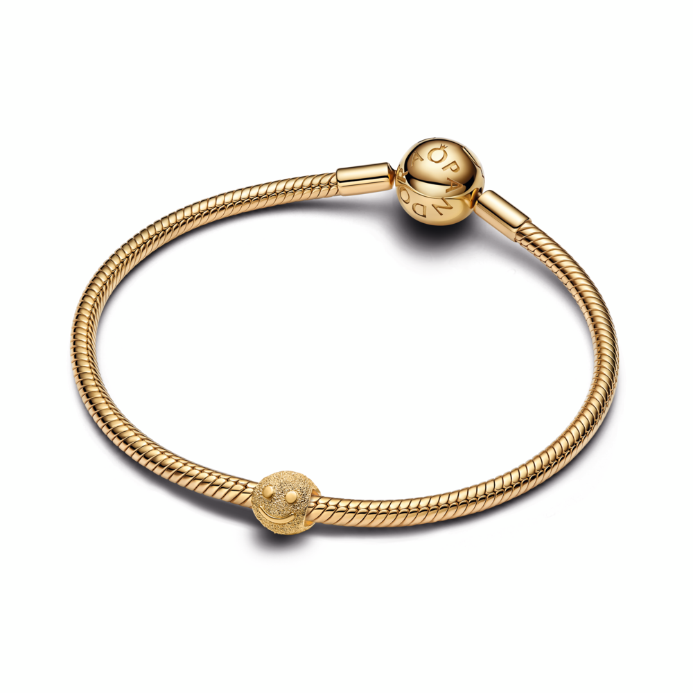 Textured happy face 14k gold-plated mini charm