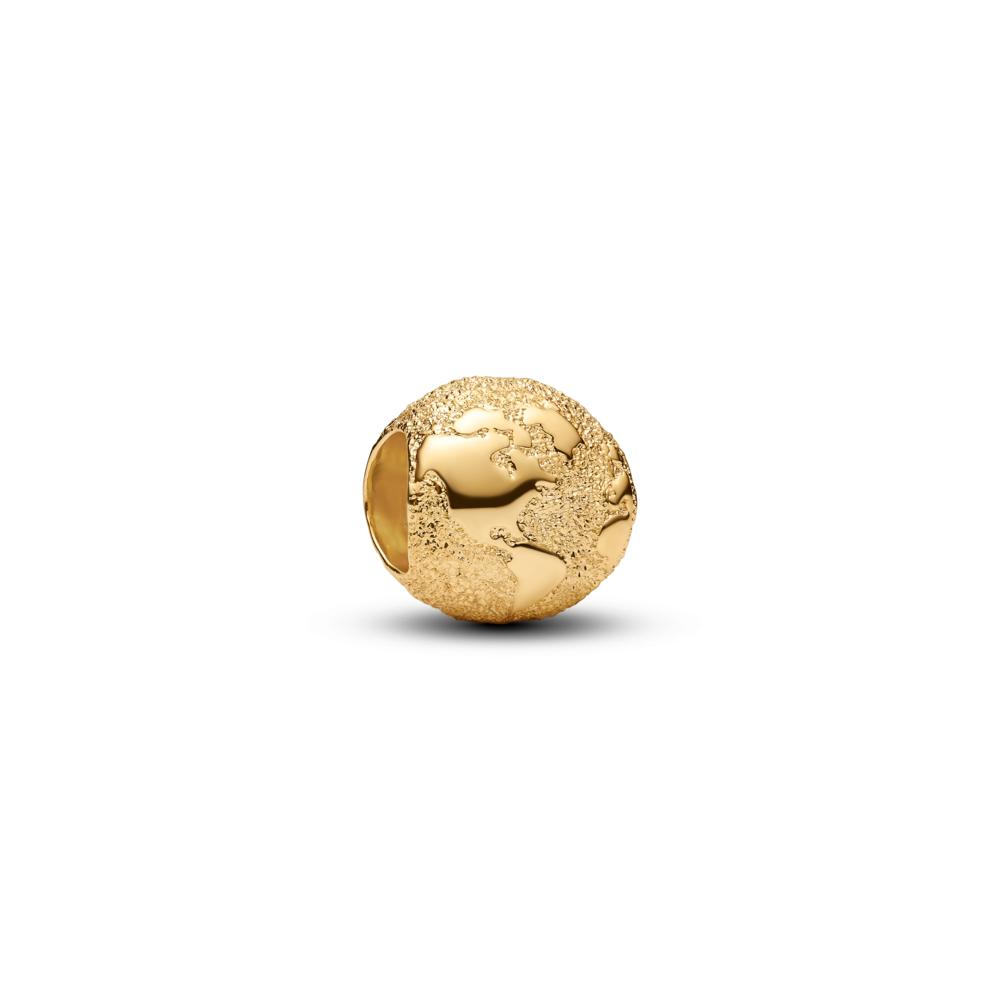 Textured globe 14k gold-plated mini charm