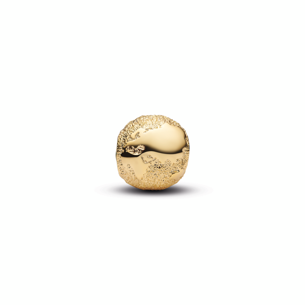 Textured globe 14k gold-plated mini charm