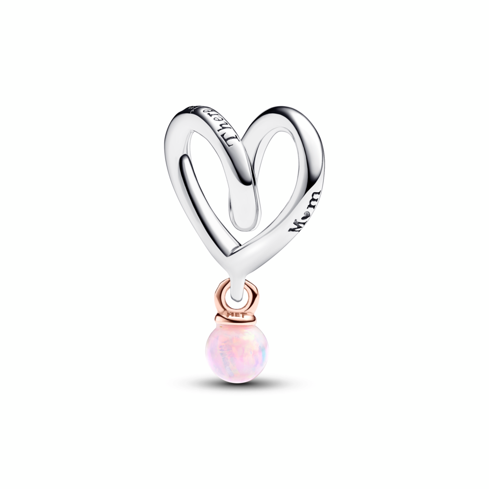 Mum Two-tone Wrapped Heart Charm