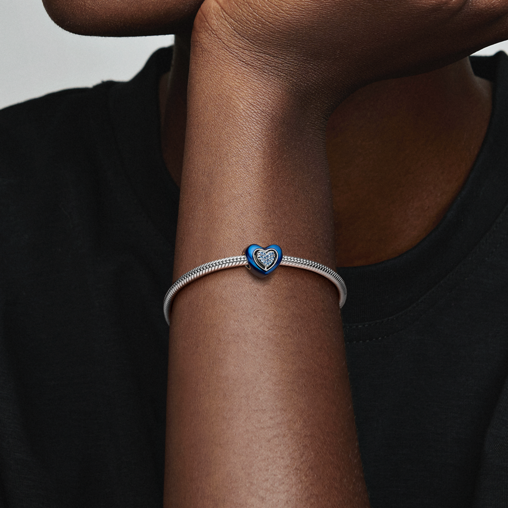 Blue Spinnable Heart Charm
