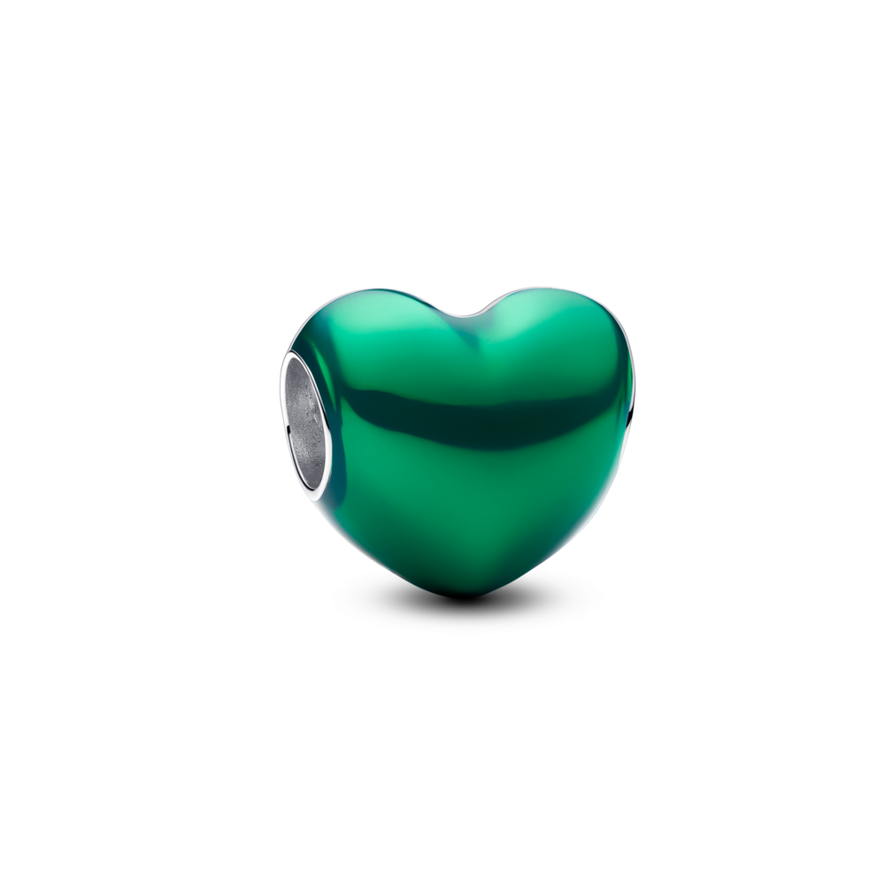 Metallic Green Heart Charm