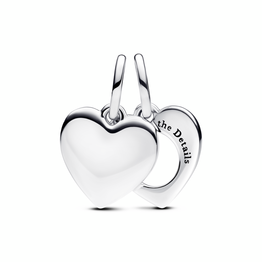 Engravable Heart Magnifying Glass Double Dangle Charm