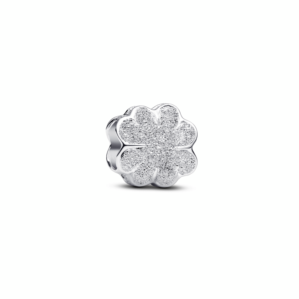 Textured clover sterling silver mini charm