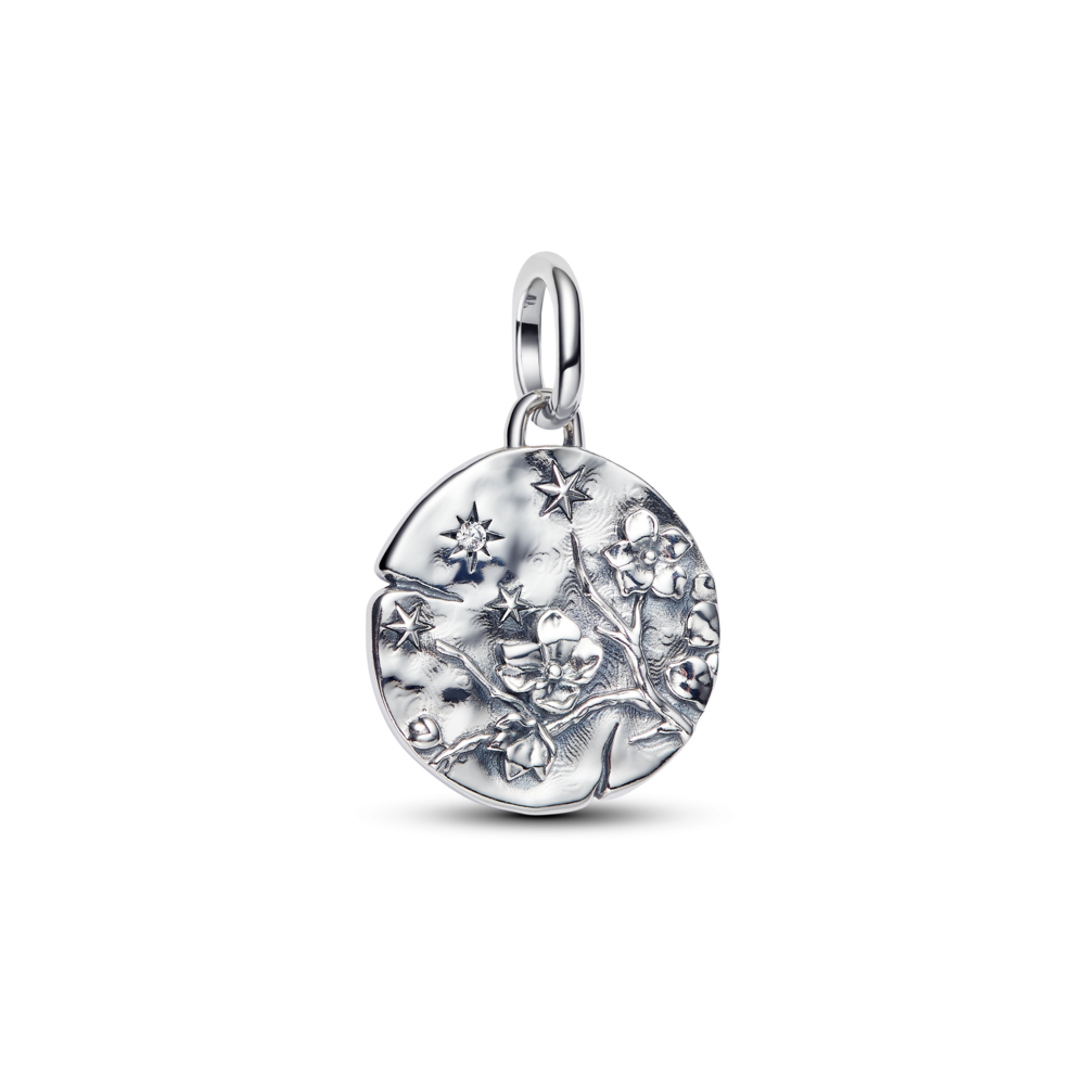 Cherry Blossom Medallion Charm Sterling silver