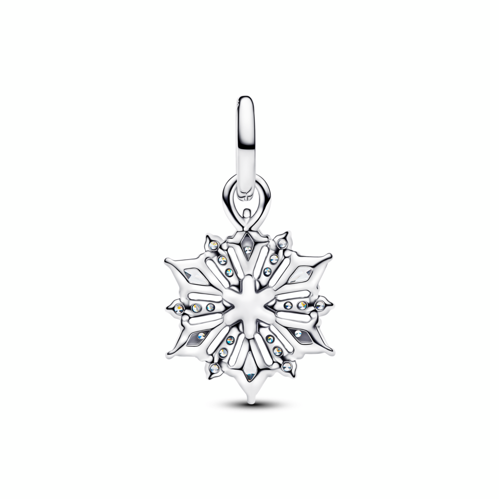 Disney Frozen snowflake sterling silver dangle with water blue crystal and clear cubic zirconia