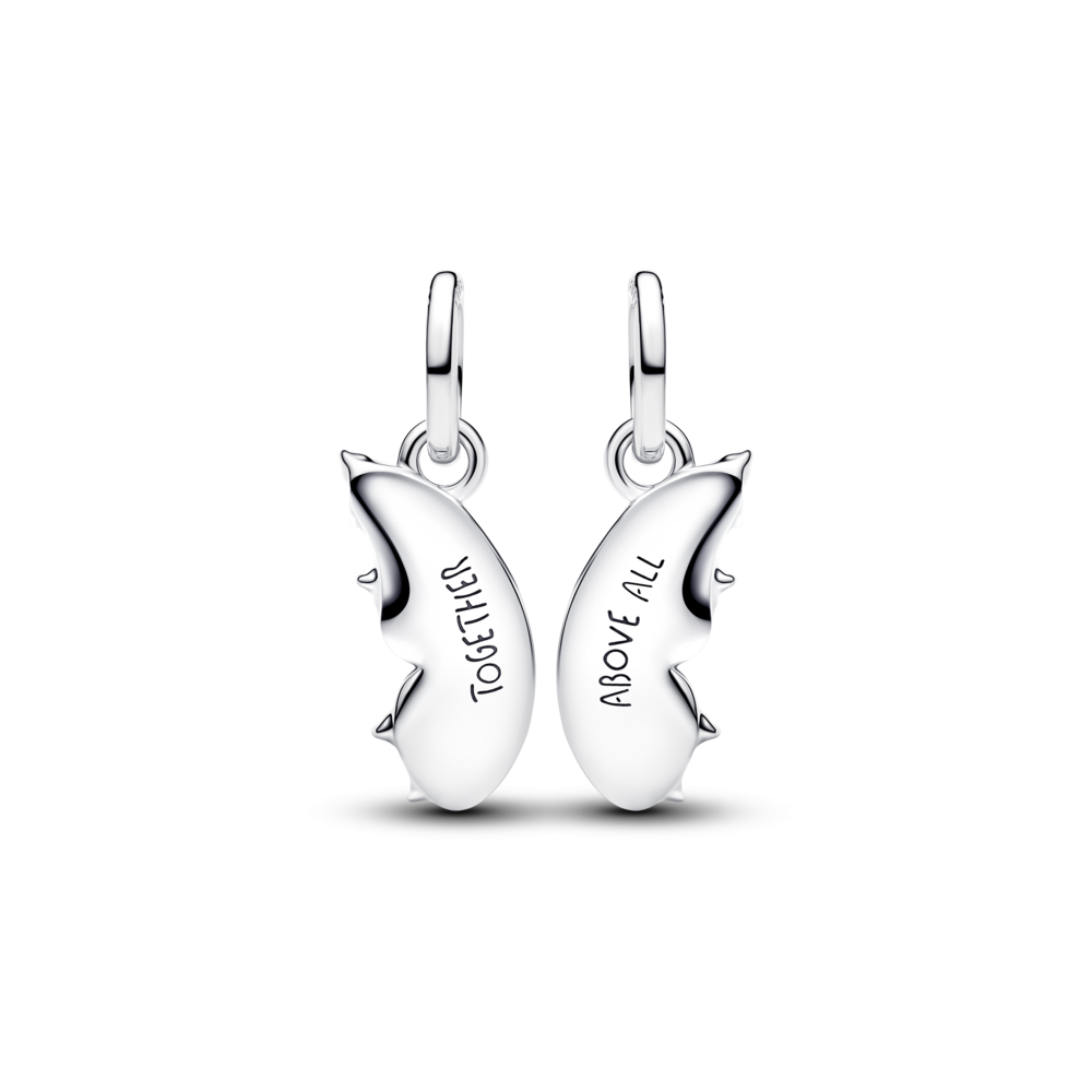 Butterfly sterling silver splittable dangle with clear cubic zirconia and shimmering blue enamel