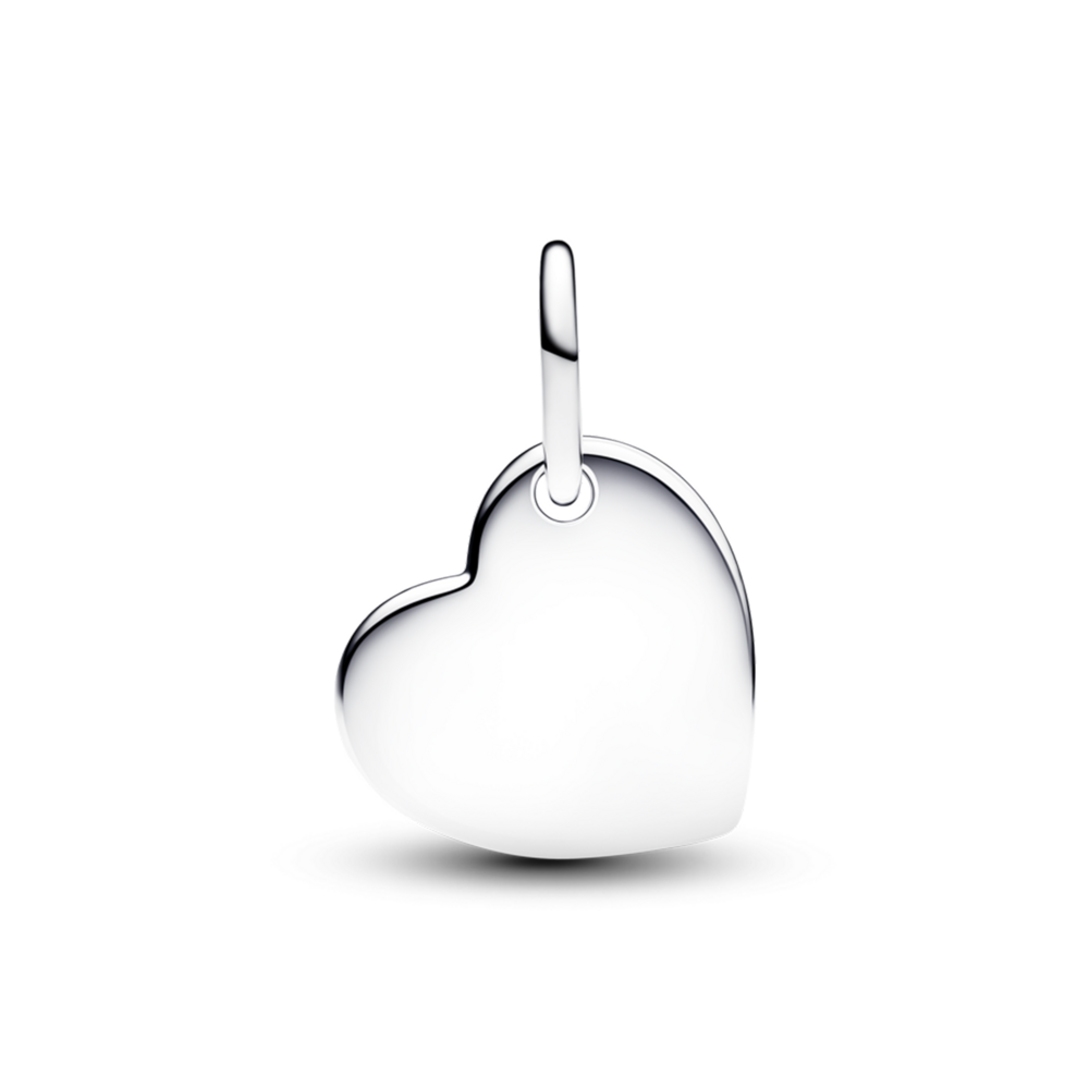 Engravable heart sterling silver dangle with phlox pink crystal