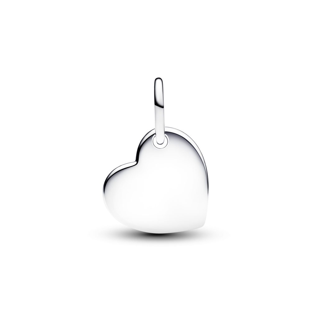 Engravable heart sterling silver dangle with capri blue crystal