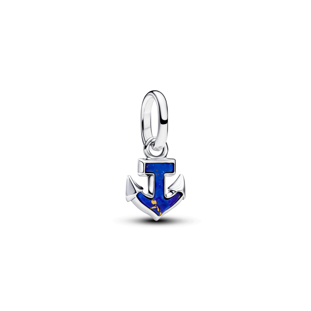 Anchor sterling silver mini dangle with imitation lapis lazuli
