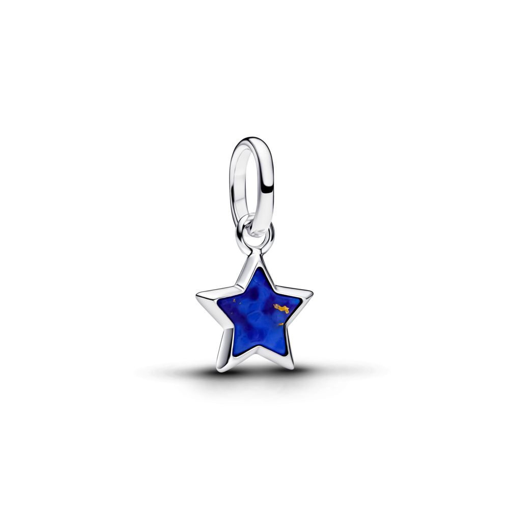 Star sterling silver mini dangle with imitation lapis lazuli