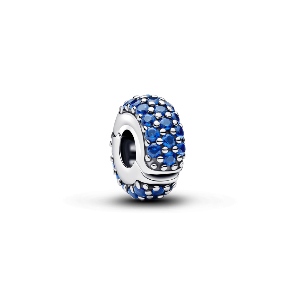 Sterling silver clip with royal blue crystal and silicone grip
