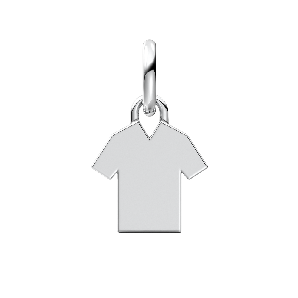 Engravable soccer shirt sterling silver dangle with clear cubic zirconia