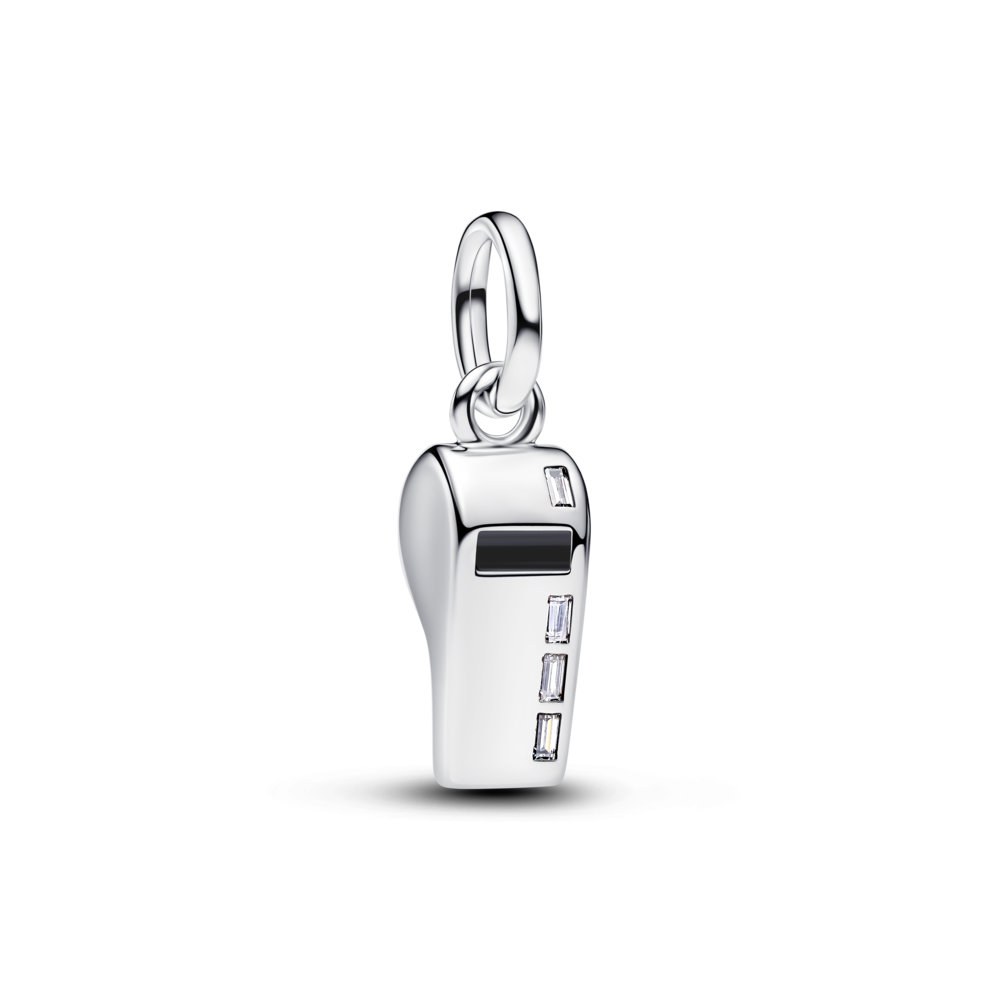 Whistle sterling silver dangle with clear cubic zirconia