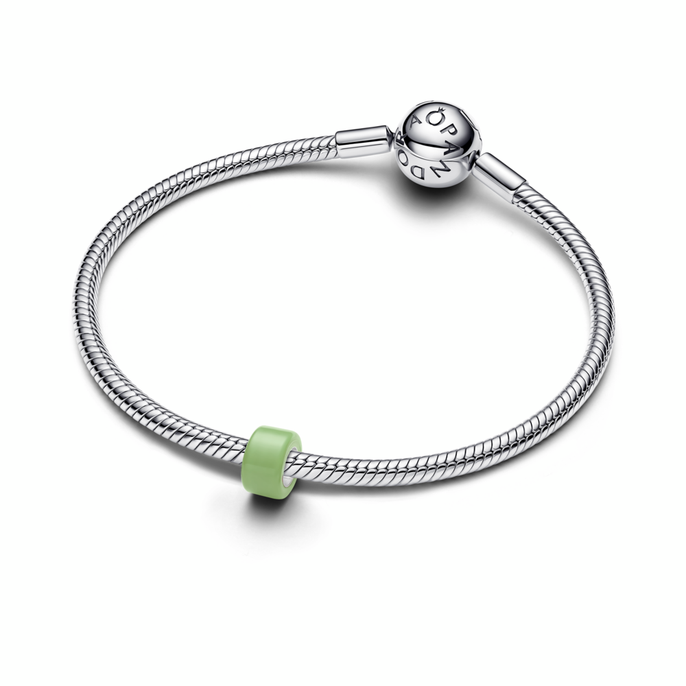 Sterling silver mini charm with green Murano glass