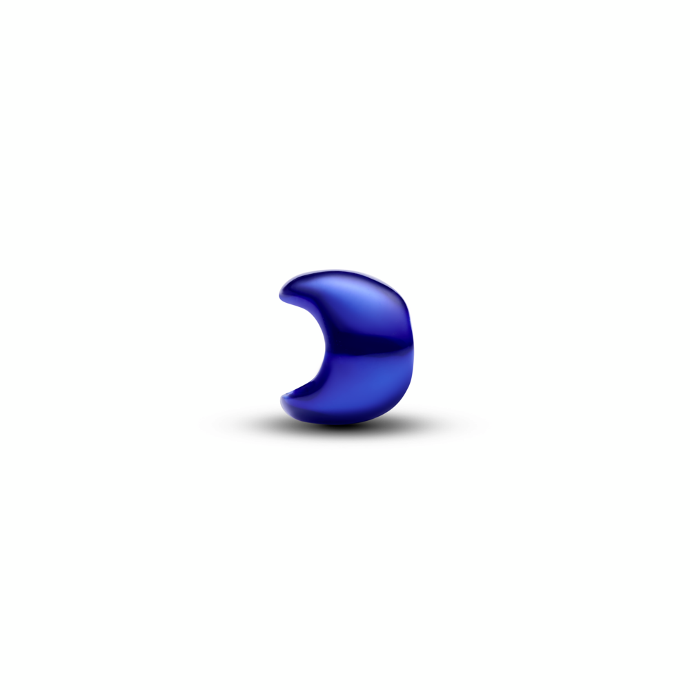 Moon sterling silver mini charm with blue enamel