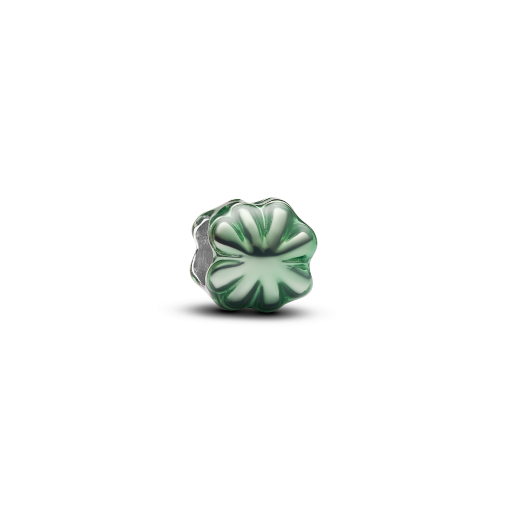 Clover sterling silver mini charm with green enamel