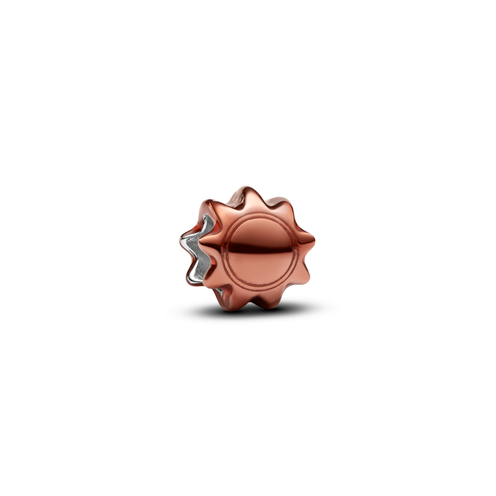 Sun sterling silver mini charm with orange enamel