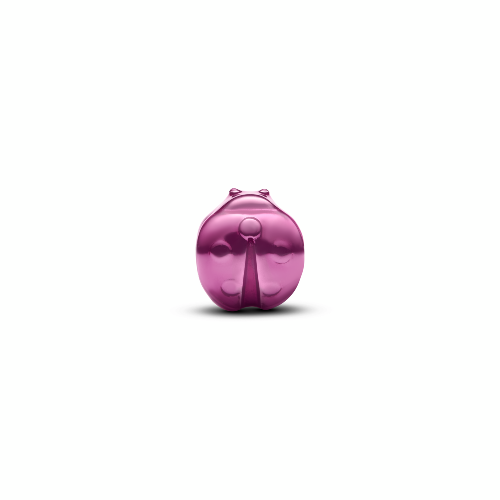 Ladybug sterling silver mini charm with pink enamel