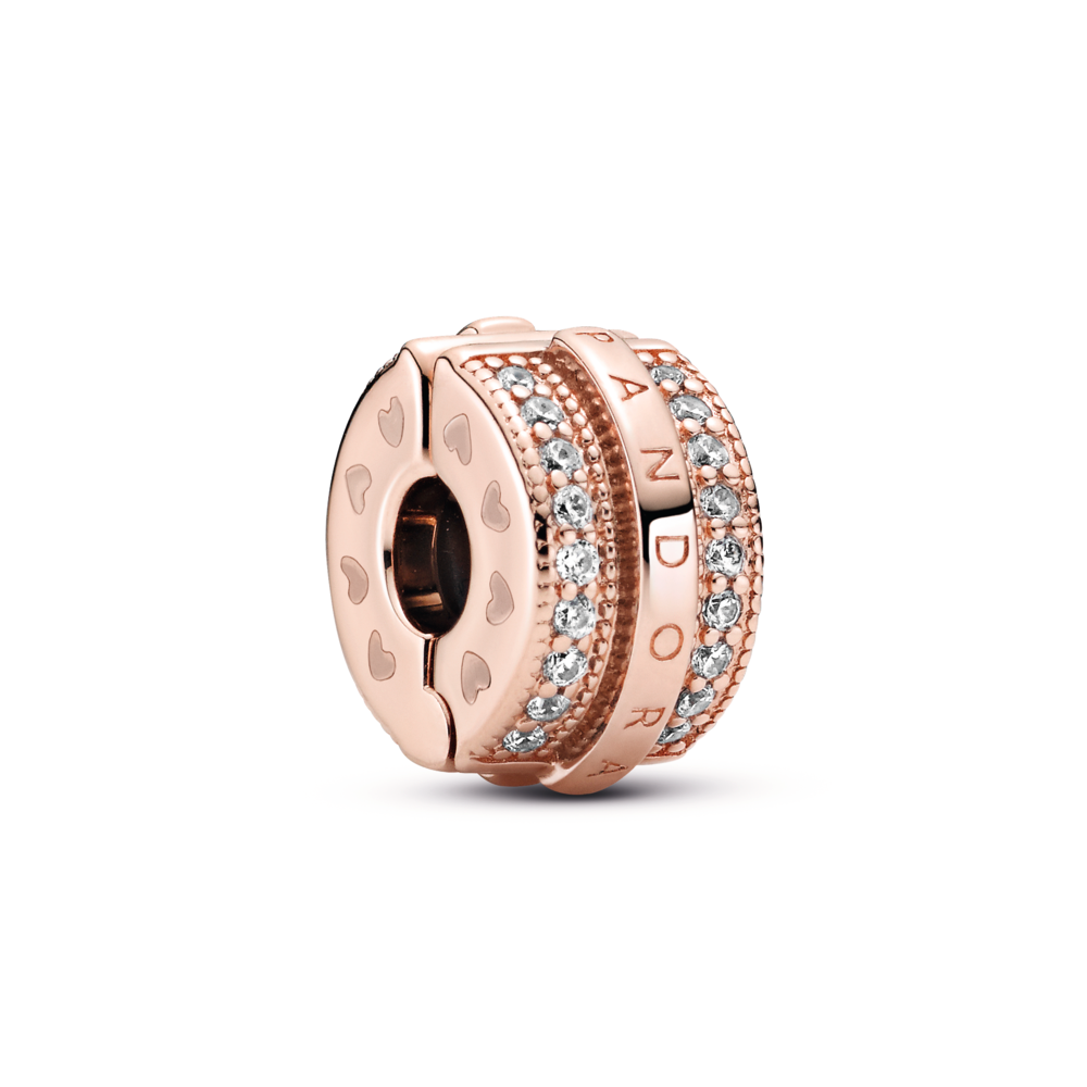 Sparkling Pavé Lines & Logo Clip Charm