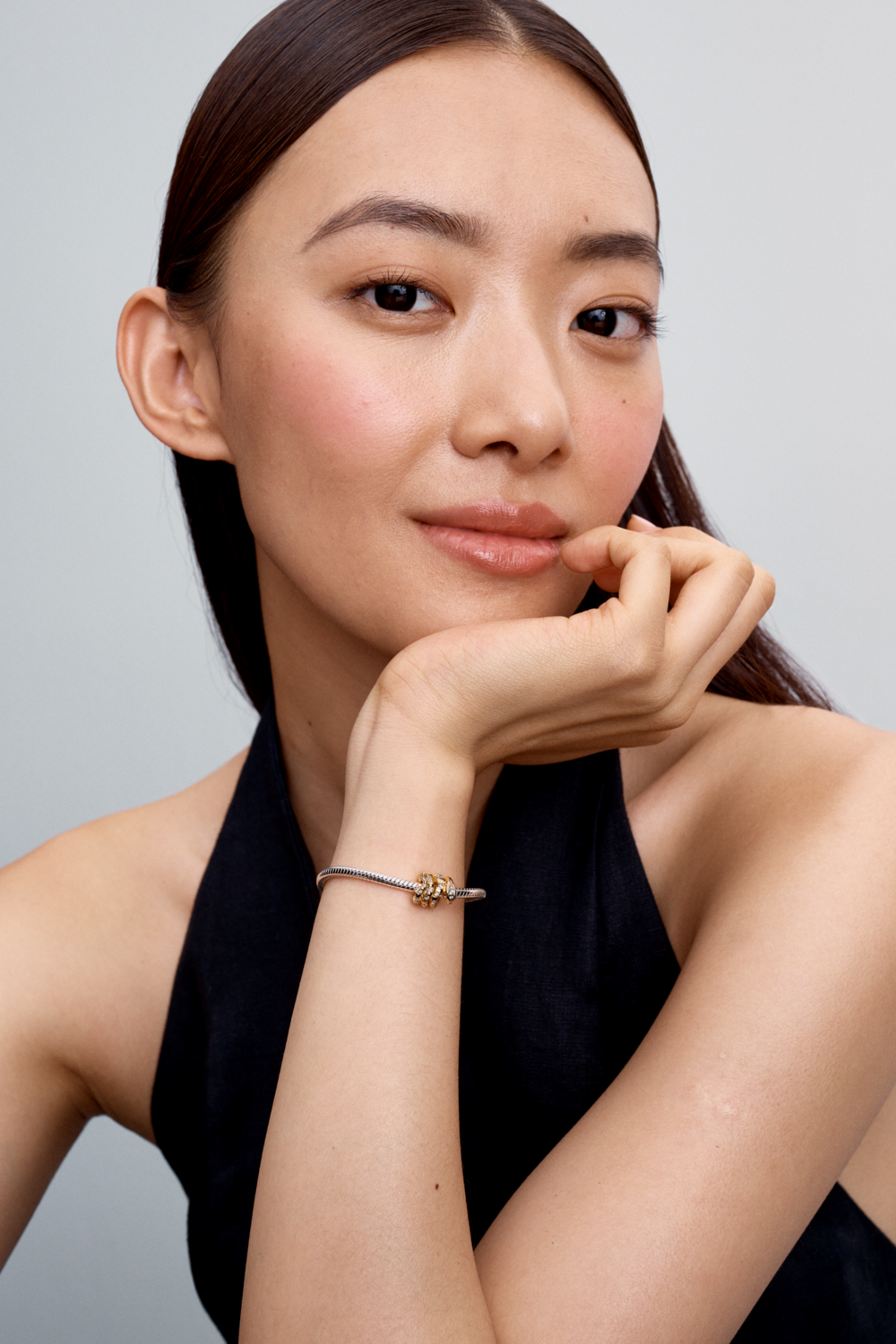 Snake 14k gold-plated charm with clear cubic zirconia