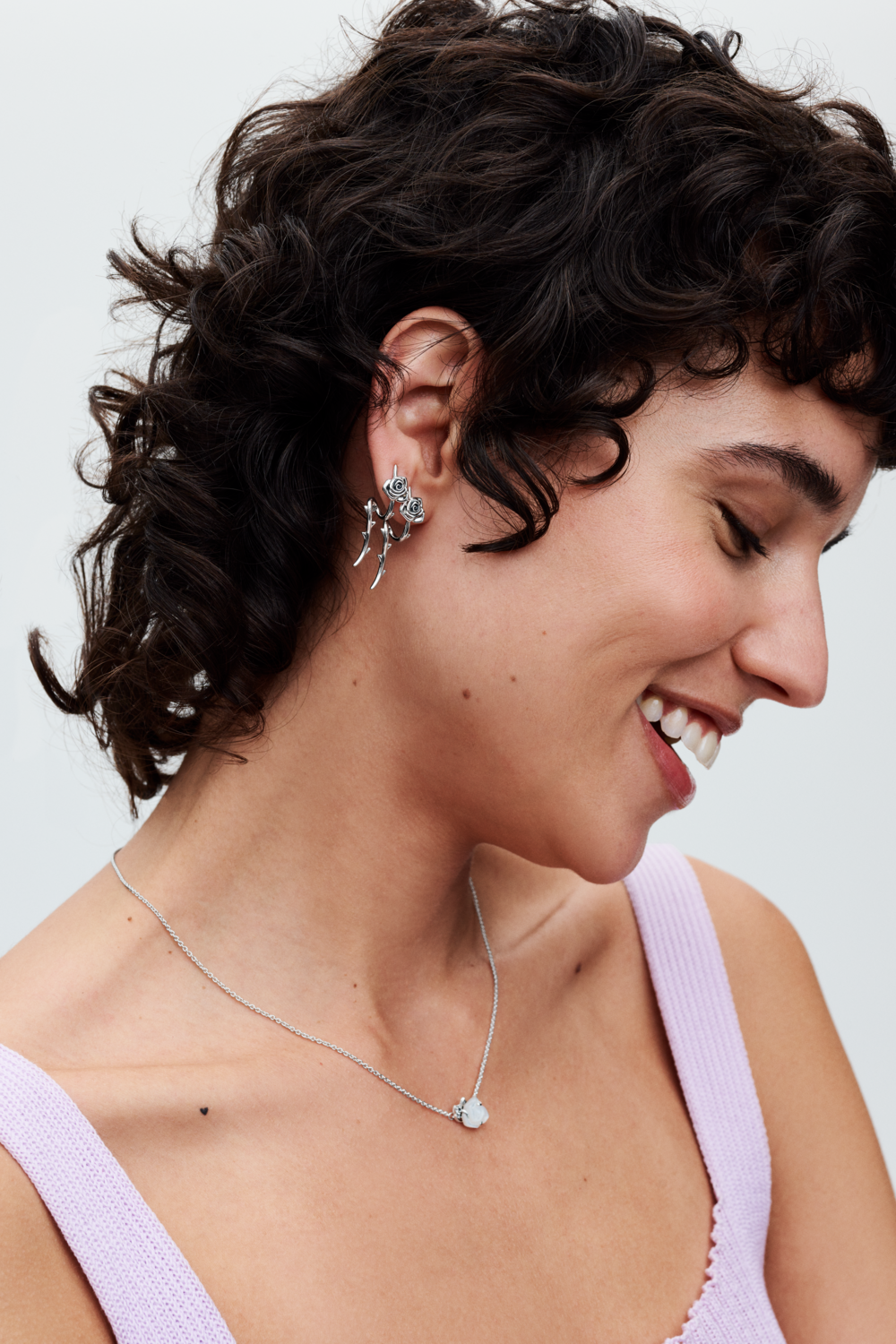 Rose in Bloom Curved Stud Earrings