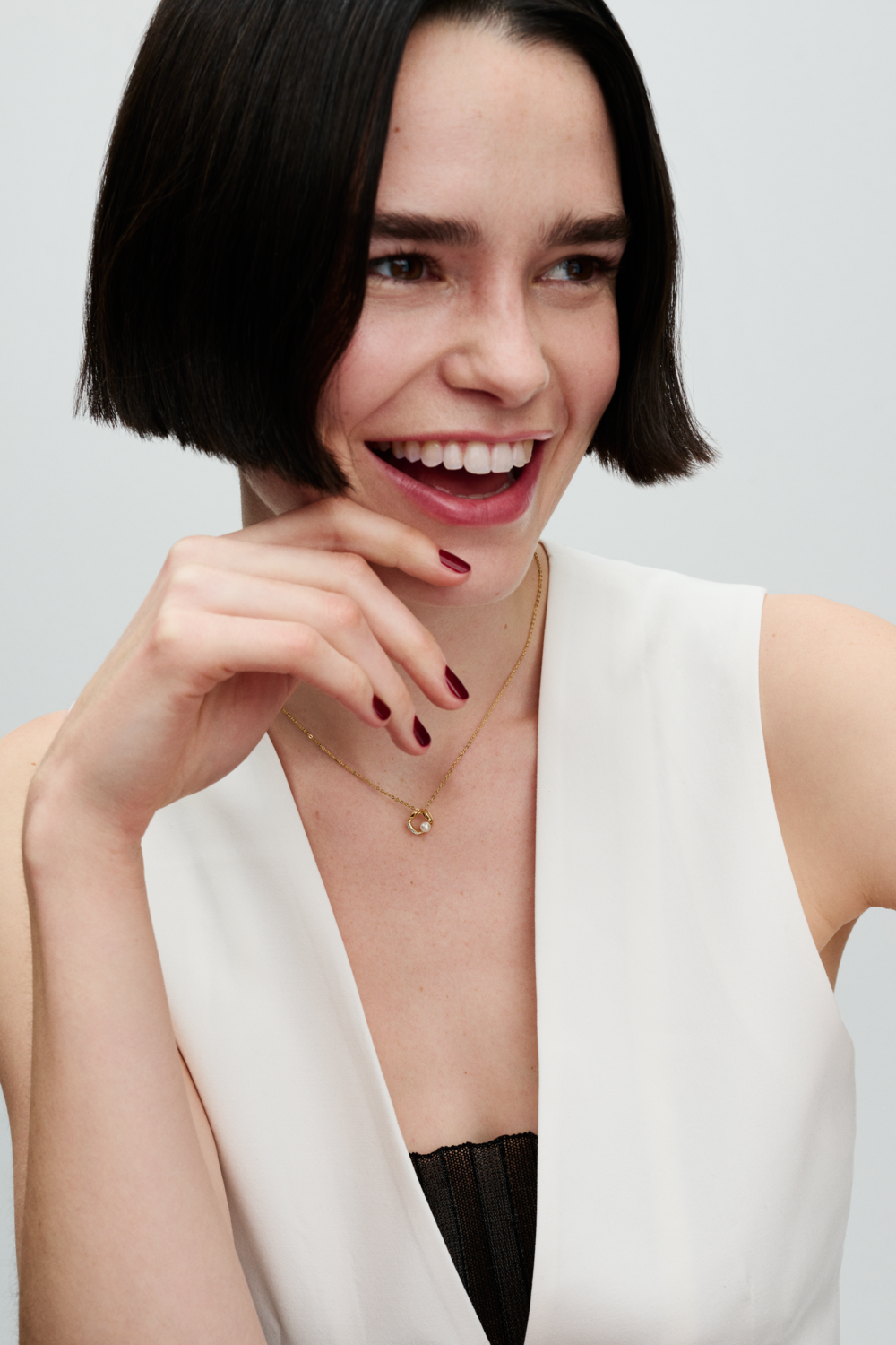 Organically Shaped Pavé Circle & Treated Freshwater Cultured Pearl Collier Necklace
