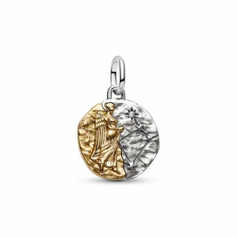 Virgo sterling silver and 14k gold-plated medallion with clear cubic zirconia