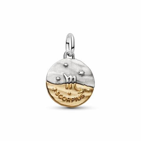 Scorpius sterling silver and 14k gold-plated medallion with clear cubic zirconia