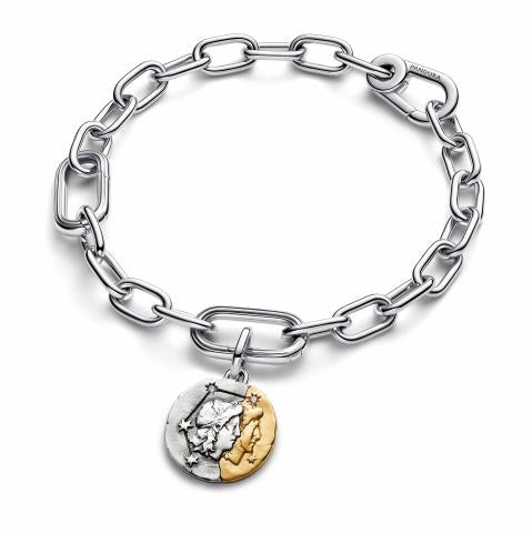 Gemini sterling silver and 14k gold-plated medallion with clear cubic zirconia