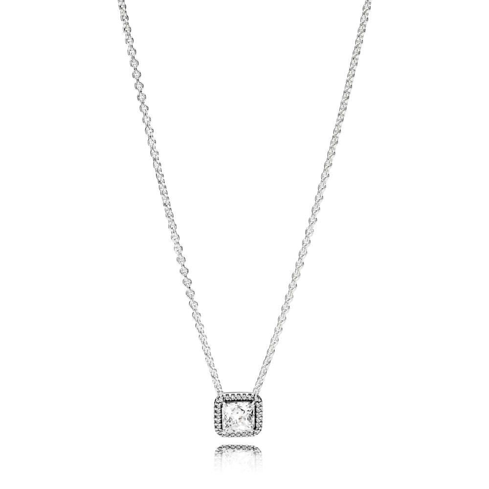 Silver necklace with clear cubic zirconia