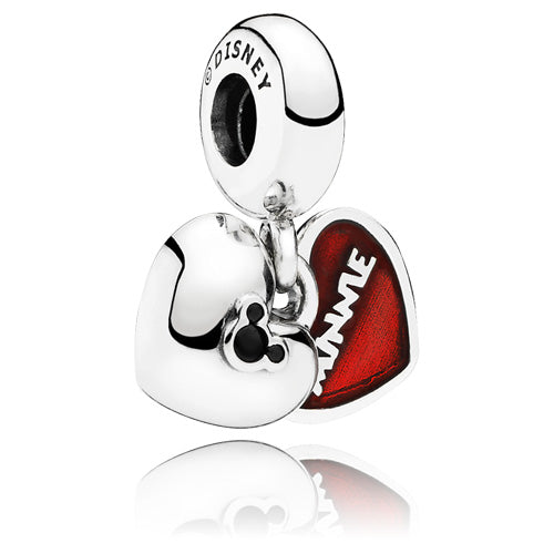 Disney, Mickey & Minnie Dangling Hearts Charm