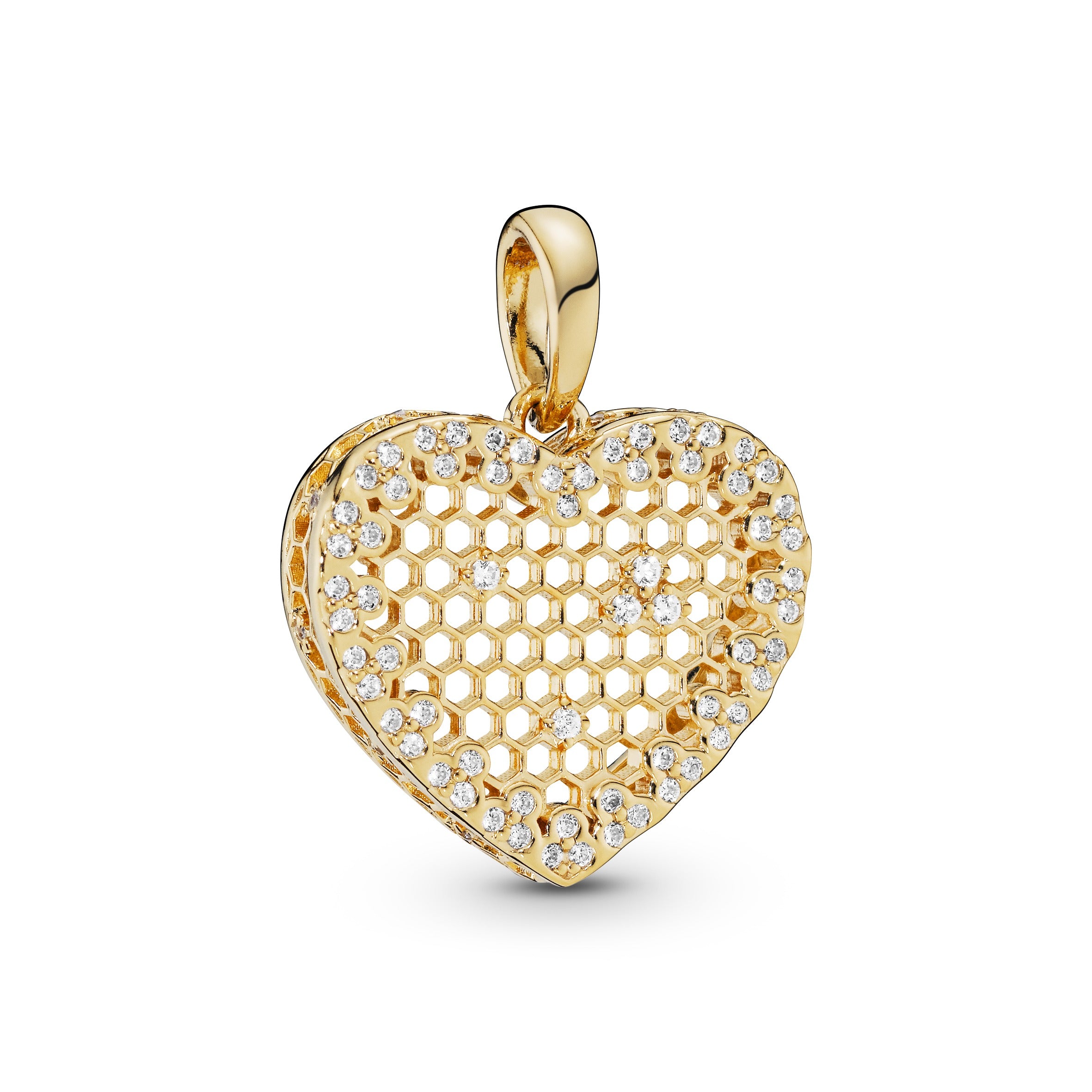 Heart 14k Gold Plated pendant with clear cubic zirconia