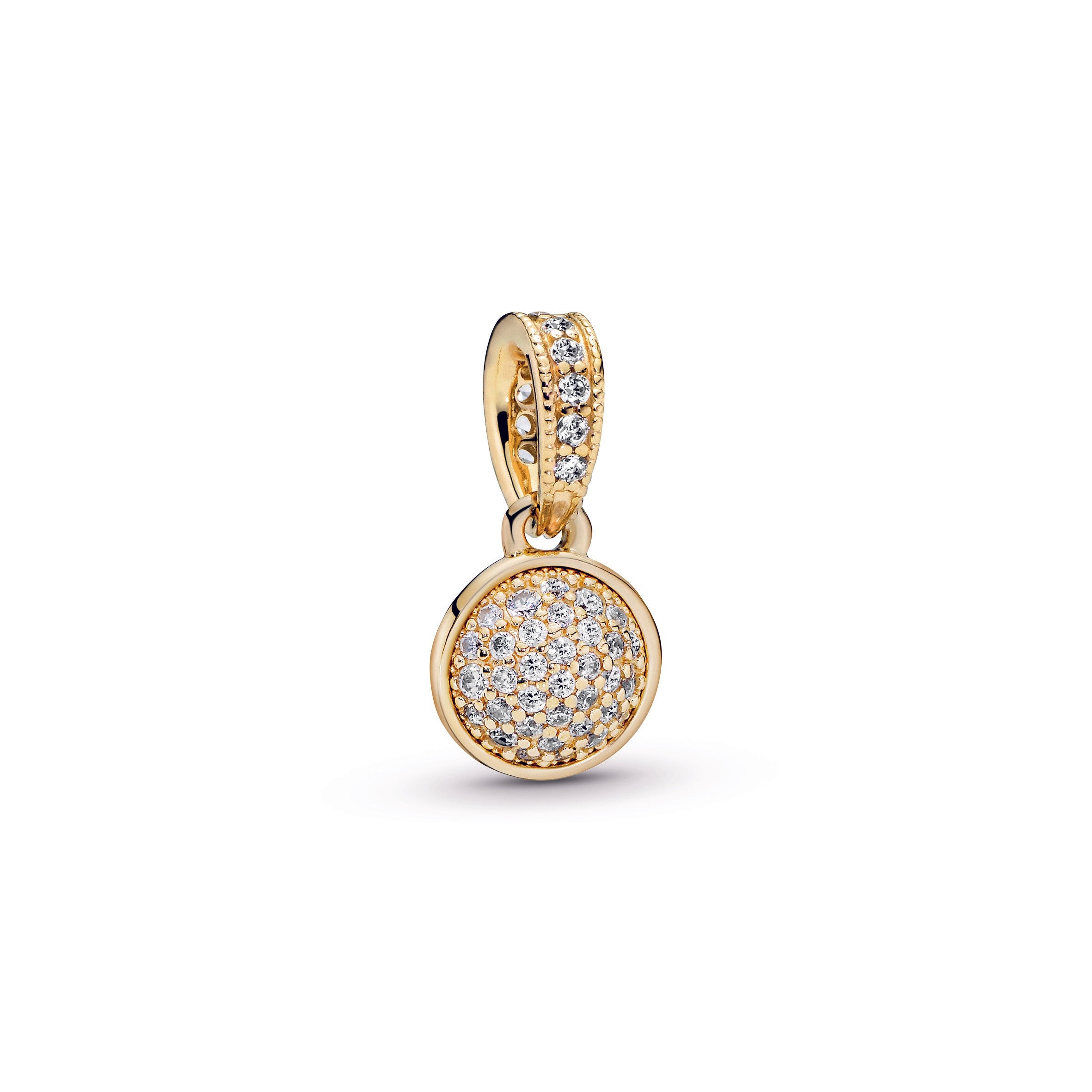 Pendant in 14k with clear cubic zirconia, 8 mm