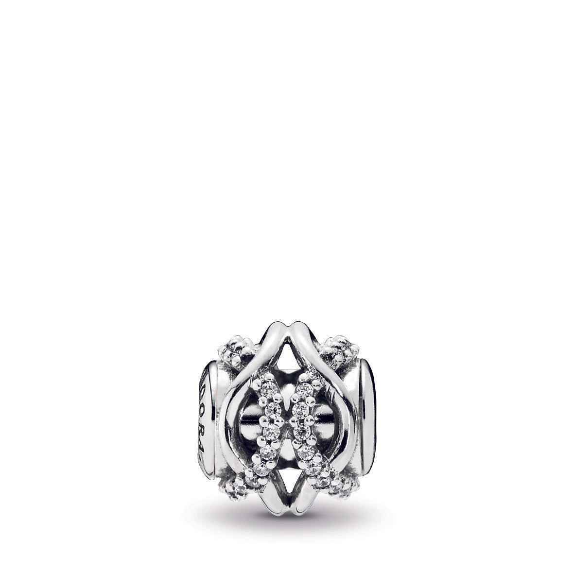 CARING ESSENCE COLLECTION openwork charm in silver with clear cubic zirconia