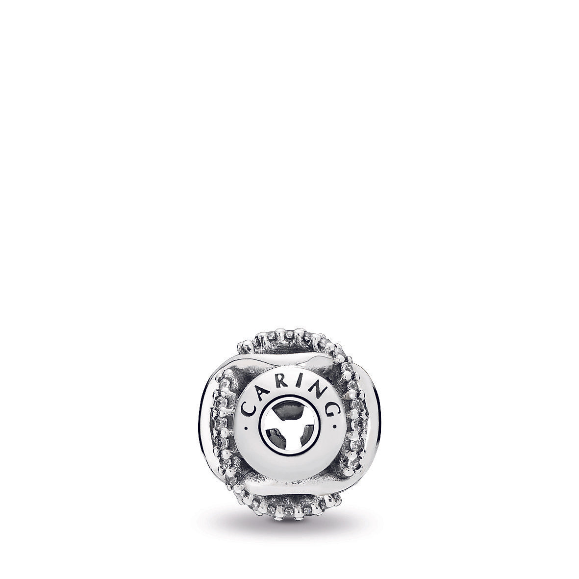 CARING ESSENCE COLLECTION openwork charm in silver with clear cubic zirconia