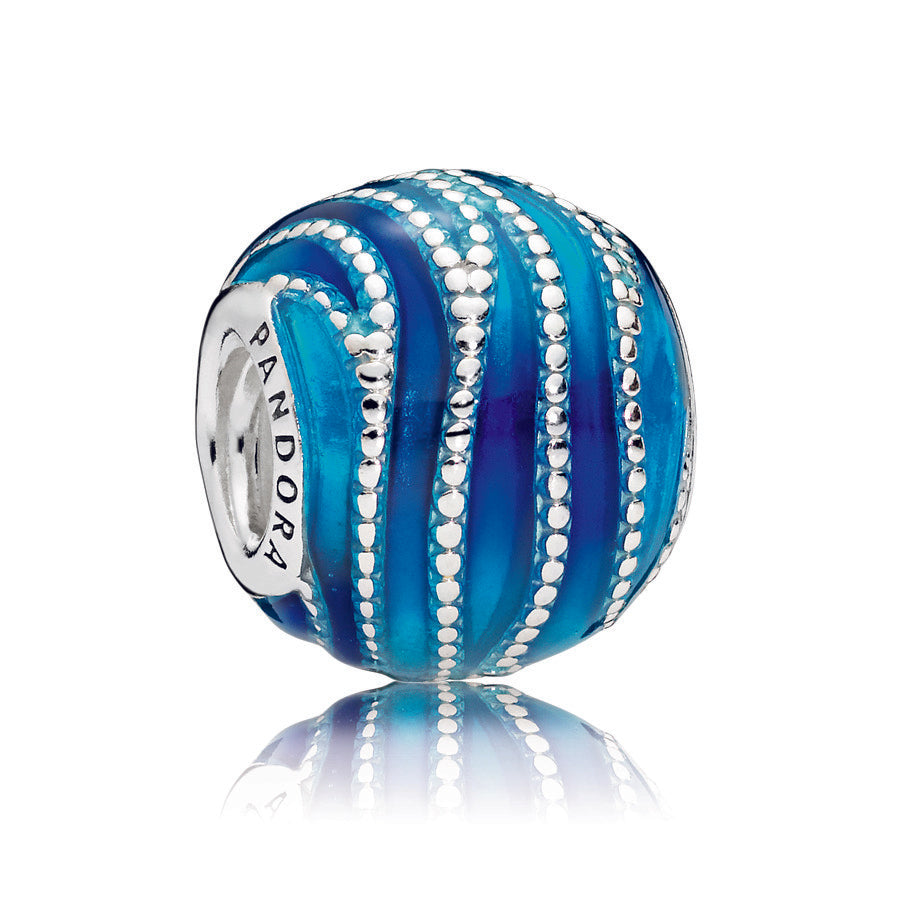 Water silver charm with mixed blue enamel colours