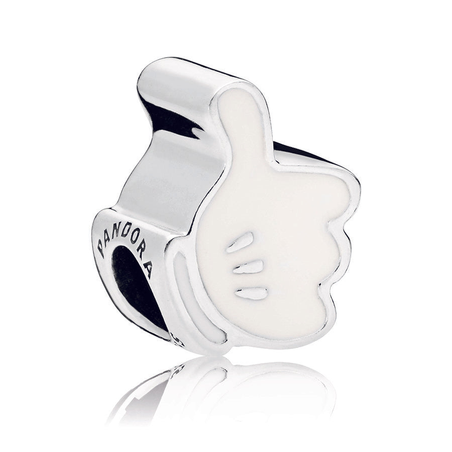 Disney Mickey glove silver charm with white enamel