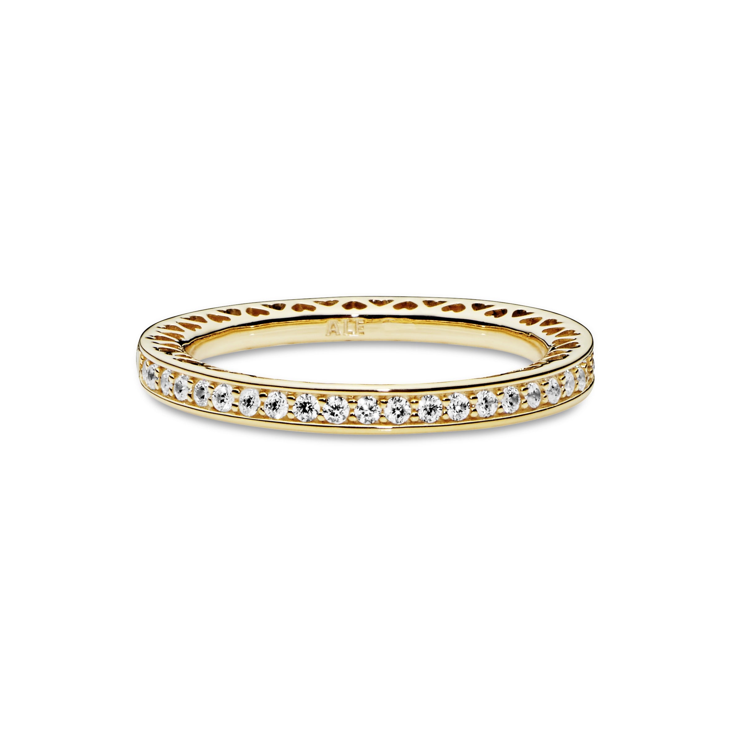 Ring in 14k with clear cubic zirconia and silver enamel