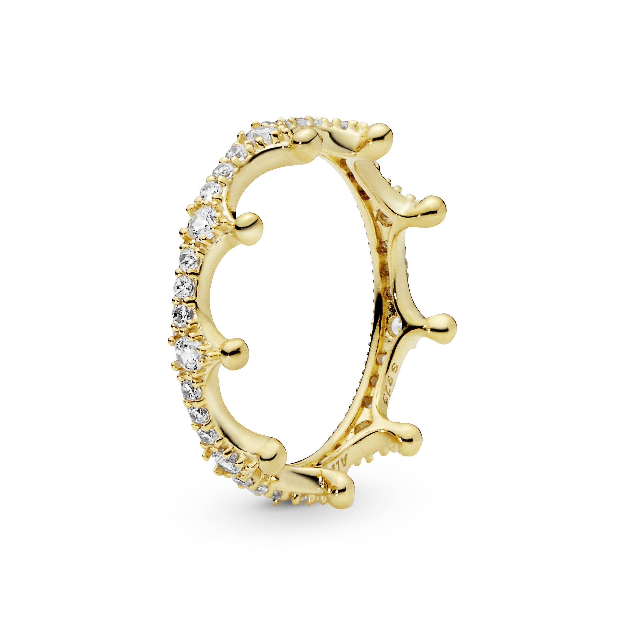 Crown 14k Gold Plated ring with clear cubic zirconia