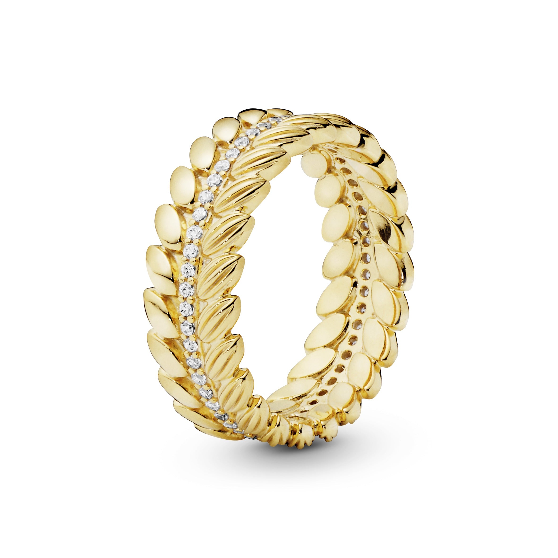 Seeds 14k Gold Plated ring with clear cubic zirconia